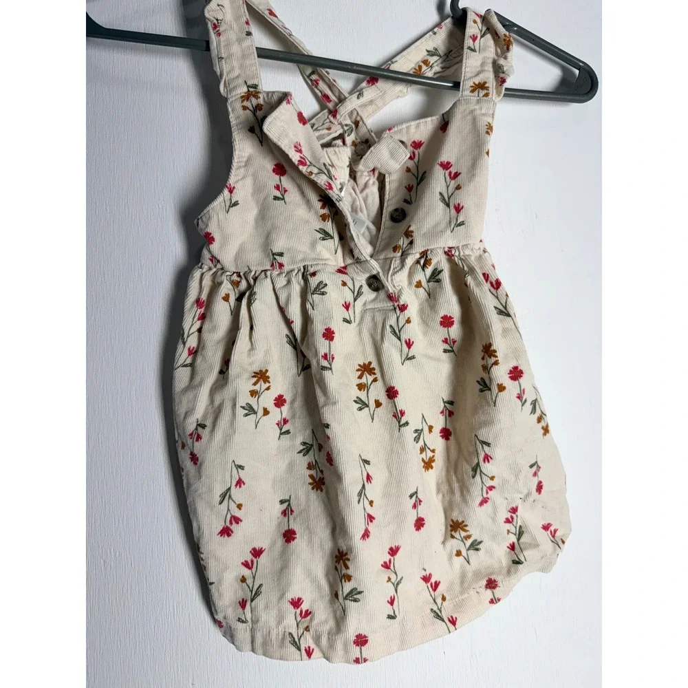 Carter's Child of Mine Baby Girl Floral Corduroy Pinafore Dress Cream 24M